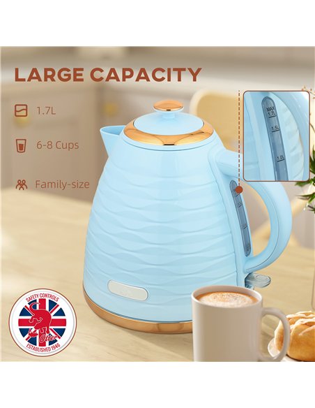 HOMCOM 3kW Rapid Boil Honeycomb Kettle - Light Blue
