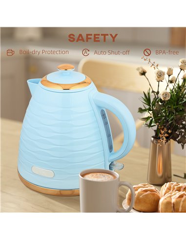 HOMCOM 3kW Rapid Boil Honeycomb Kettle - Light Blue