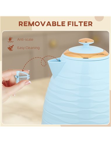 HOMCOM 3kW Rapid Boil Honeycomb Kettle - Light Blue