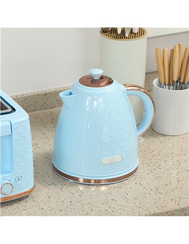 HOMCOM 1.7L 3000W Fast Boil Kettle & 2 Slice Toaster Set, Kettle and Toaster Set with Auto Shut Off, Browning Controls, Light Bl