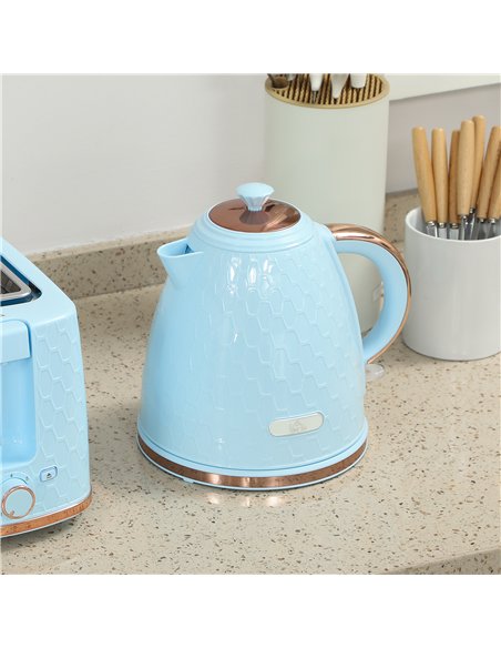 HOMCOM 1.7L 3000W Fast Boil Kettle & 2 Slice Toaster Set, Kettle and Toaster Set with Auto Shut Off, Browning Controls, Light Bl