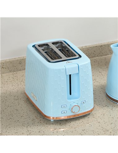 HOMCOM 1.7L 3000W Fast Boil Kettle & 2 Slice Toaster Set, Kettle and Toaster Set with Auto Shut Off, Browning Controls, Light Bl