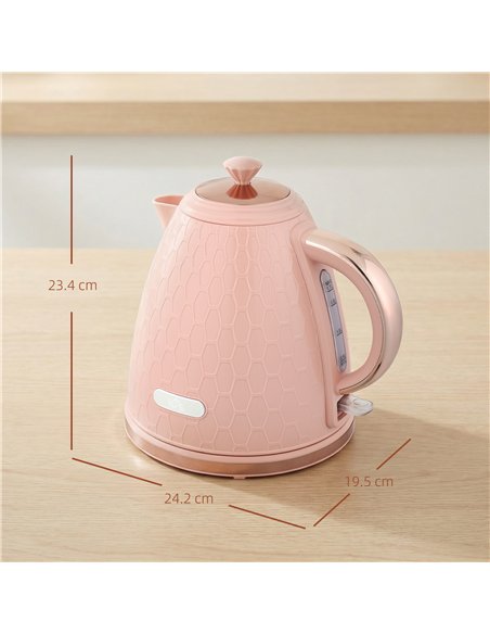 HOMCOM 3kW Rapid Boil Honeycomb Kettle - Light Pink