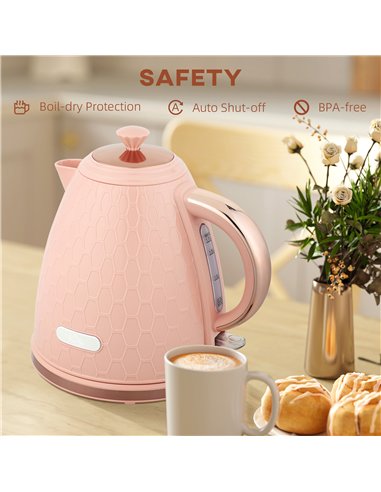 HOMCOM 3kW Rapid Boil Honeycomb Kettle - Light Pink