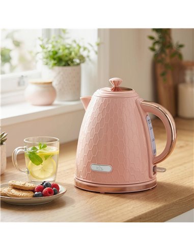 HOMCOM 3kW Rapid Boil Honeycomb Kettle - Light Pink