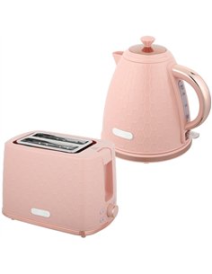 HOMCOM 1.7L 3000W Fast Boil Kettle & 2 Slice Toaster Set, Kettle and Toaster Set with Auto Shut Off, Browning Controls, Light Pi