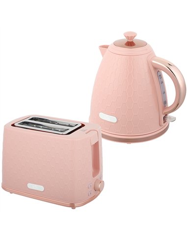 HOMCOM 1.7L 3000W Fast Boil Kettle & 2 Slice Toaster Set, Kettle and Toaster Set with Auto Shut Off, Browning Controls, Light Pi