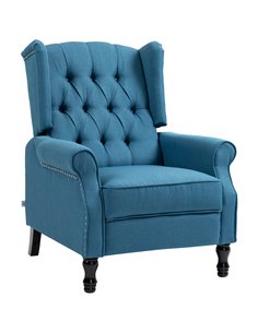 HOMCOM 150° Reclining Vintage Armchair, with footrest - Blue