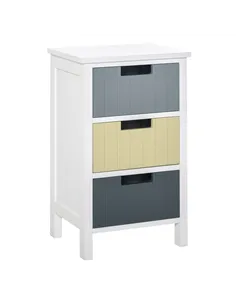 HOMCOM 3 Drawer Storage Tower, Dresser Chest with Wood Top, Organiser Unit for Closets Bedroom Nursery Room Hallway
