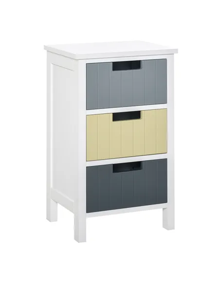 HOMCOM 3 Drawer Storage Tower, Dresser Chest with Wood Top, Organiser Unit for Closets Bedroom Nursery Room Hallway