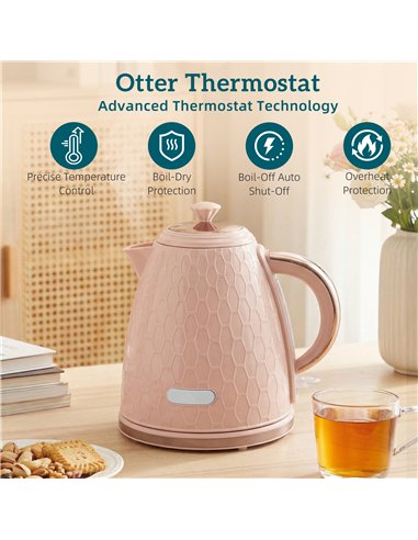 HOMCOM 1.7L 3000W Fast Boil Kettle & 2 Slice Toaster Set, Kettle and Toaster Set with Auto Shut Off, Browning Controls, Light Pi