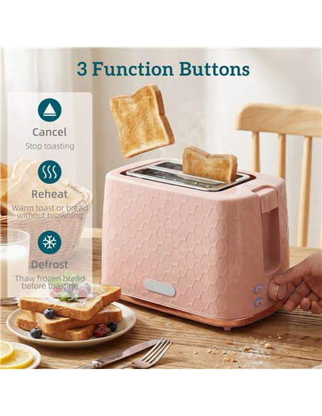 HOMCOM 1.7L 3000W Fast Boil Kettle & 2 Slice Toaster Set, Kettle and Toaster Set with Auto Shut Off, Browning Controls, Light Pi