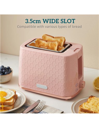 HOMCOM 1.7L 3000W Fast Boil Kettle & 2 Slice Toaster Set, Kettle and Toaster Set with Auto Shut Off, Browning Controls, Light Pi