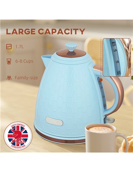 HOMCOM 3kW Rapid Boil Honeycomb Kettle - Light Blue