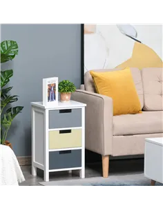 HOMCOM 3 Drawer Storage Tower, Dresser Chest with Wood Top, Organiser Unit for Closets Bedroom Nursery Room Hallway 2