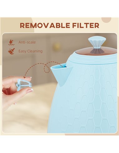 HOMCOM 3kW Rapid Boil Honeycomb Kettle - Light Blue