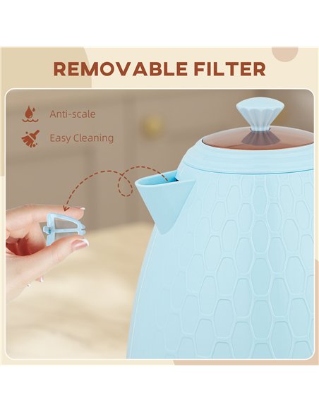 HOMCOM 3kW Rapid Boil Honeycomb Kettle - Light Blue