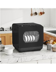 HOMCOM Table Top Dishwasher with Built-in 6L Water Tank, Mini Countertop Dishwasher with 6 Programs, 4 Place Settings, Black 2