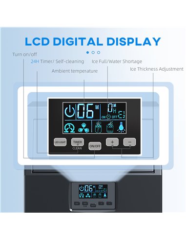 HOMCOM Commercial Ice Maker with 4kg Ice Storage - Black