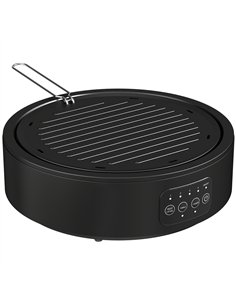 HOMCOM Electric Ceramic Hob with Grill Plate, Multifunctional 36cm Plug in Electric Hob with 4 Heat Levels for All Type Pot