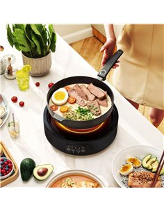 HOMCOM Electric Ceramic Hob with Grill Plate, Multifunctional 36cm Plug in Electric Hob with 4 Heat Levels for All Type Pot 2