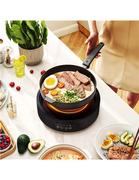 HOMCOM Electric Ceramic Hob with Grill Plate, Multifunctional 36cm Plug in Electric Hob with 4 Heat Levels for All Type Pot