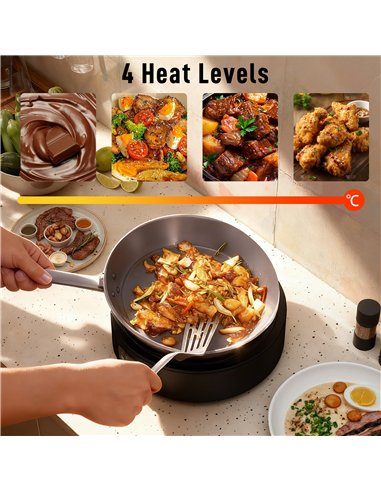 HOMCOM Electric Ceramic Hob with Grill Plate, Multifunctional 36cm Plug in Electric Hob with 4 Heat Levels for All Type Pot