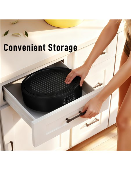 HOMCOM Electric Ceramic Hob with Grill Plate, Multifunctional 36cm Plug in Electric Hob with 4 Heat Levels for All Type Pot