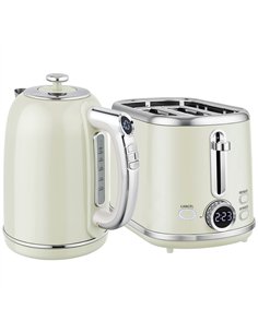 HOMCOM Polished Retro 40-100°C Kettle and Toaster Set - Grey