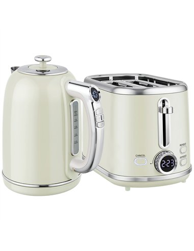 HOMCOM Polished Retro 40-100°C Kettle and Toaster Set - Grey