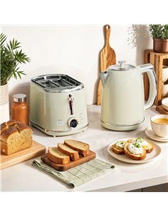 HOMCOM Polished Retro 40-100°C Kettle and Toaster Set - Grey 2