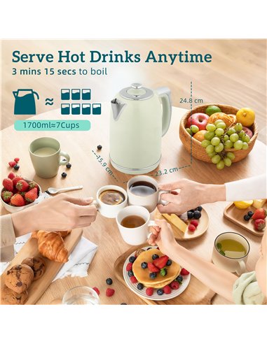 HOMCOM Polished Retro 40-100°C Kettle and Toaster Set - Grey