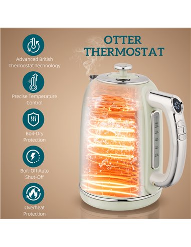 HOMCOM Polished Retro 40-100°C Kettle and Toaster Set - Grey