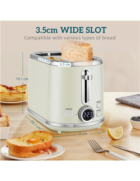 HOMCOM Polished Retro 40-100°C Kettle and Toaster Set - Grey