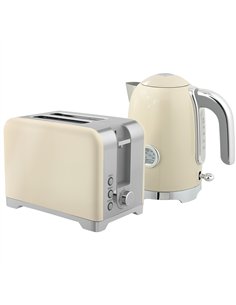 HOMCOM Retro Toaster and Kettle Set - Cream