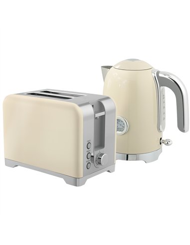 HOMCOM Retro Toaster and Kettle Set - Cream