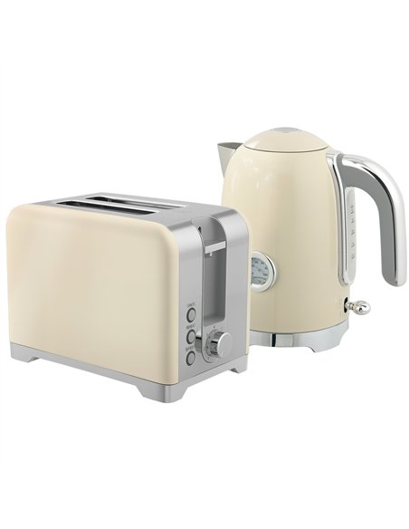HOMCOM Retro Toaster and Kettle Set - Cream