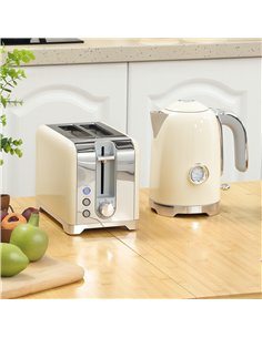 HOMCOM Retro Toaster and Kettle Set - Cream 2