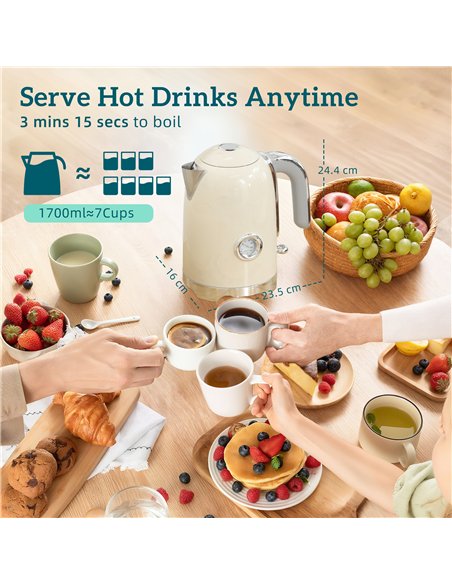 HOMCOM Retro Toaster and Kettle Set - Cream