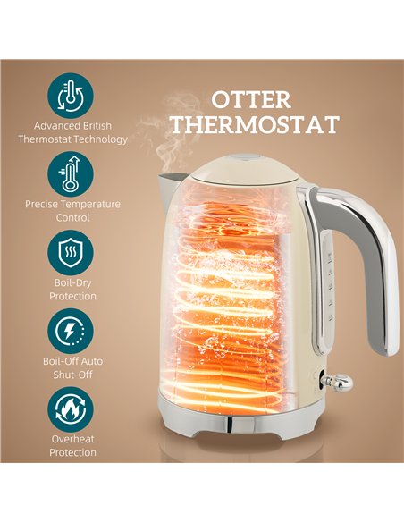 HOMCOM Retro Toaster and Kettle Set - Cream