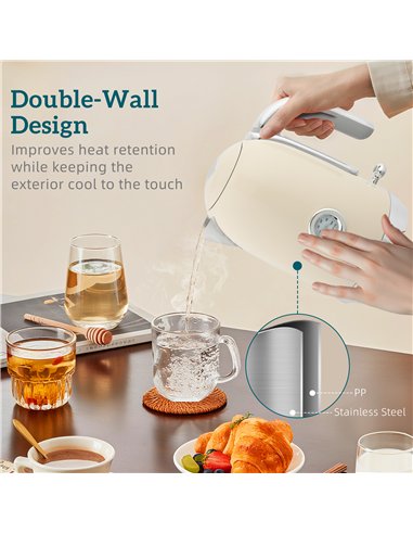 HOMCOM Retro Toaster and Kettle Set - Cream