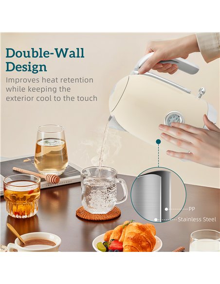 HOMCOM Retro Toaster and Kettle Set - Cream