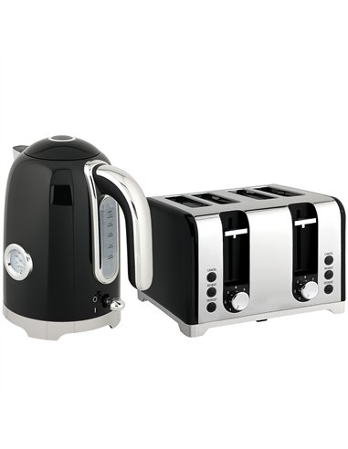 HOMCOM Retro 3000W Kettle and Toaster Set - Black