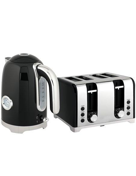 HOMCOM Retro 3000W Kettle and Toaster Set - Black