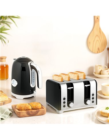 HOMCOM Retro 3000W Kettle and Toaster Set - Black