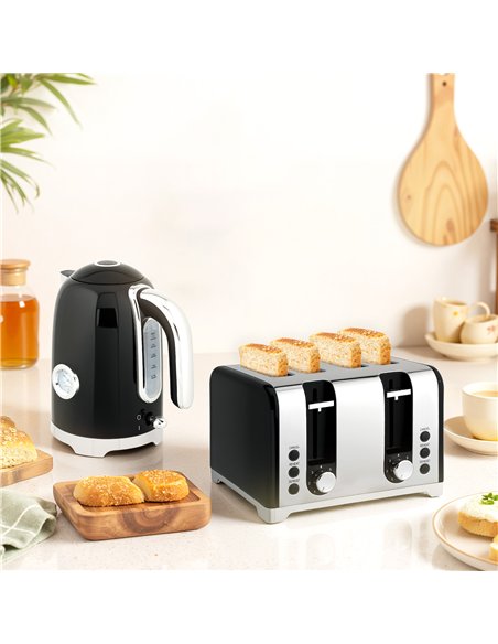HOMCOM Retro 3000W Kettle and Toaster Set - Black