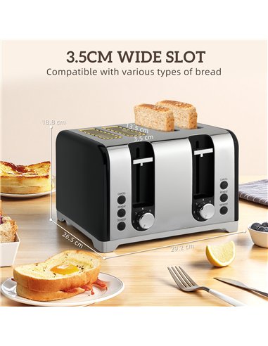 HOMCOM Retro 3000W Kettle and Toaster Set - Black