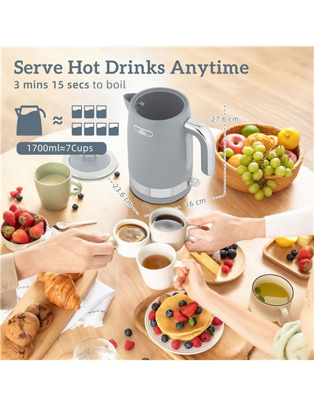 HOMCOM Sleek Textured Kettle and Four-Slice Toaster Set - Grey