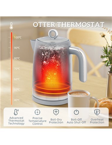 HOMCOM Sleek Textured Kettle and Four-Slice Toaster Set - Grey