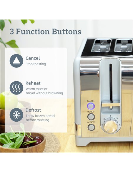 HOMCOM Sleek Textured Kettle and Four-Slice Toaster Set - Grey